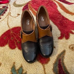 Clark’s artisan two tone buckle heeled, size 11, worn twice.